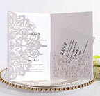 50PCS 3D Lace Flower Laser Cut Wedding Invitation Cards with Envelope Blank Inner Sheet Hollow Out Flower Shape Invitations for Wedding Quinceanera Birthday Shower Engagement Party 02 by Ykybhx