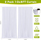 Wokceer White Backdrop Curtain for Parties Backdrop Drapes, 2Pack 10x8FT - Image 2