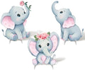 3Pcs Pink Elephant Baby Shower Decorations with Stakes & Stands, Waterproof Large Baby Elephant Cardboard Cutouts Standup Cartoon Birthday Party Indoor Outdoor Decor for Photo Booth Props by WelcometoLawnIdyll