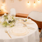 ejonirinjonir 180pcs Elegant Gold Rim Ivory Plastic Plates for Wedding Gala - Image 6