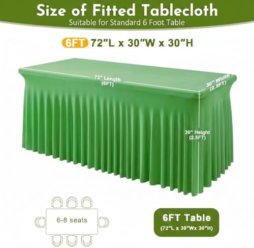 2Pack Spandex Tablecloth for 6FT Rectangle Tables,Table Skirt - Image 3