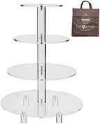 Jusalpha 4 Tier Round Acrylic Cupcake Stand Food Display (Tall version) by Jusalpha