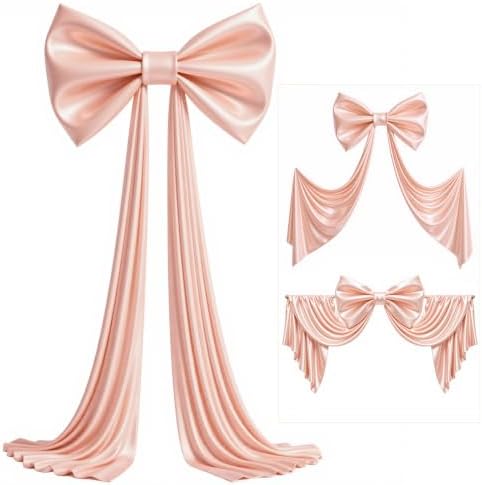 Big Dusty Pink Bow Backdrop Party Decorations Pink Bow Decor 48x24x120 Inches Giant Bow Birthday Party Backdrop for Wedding Baby Shower Bridal Shower Photography Coquette Room Decor - Image 5