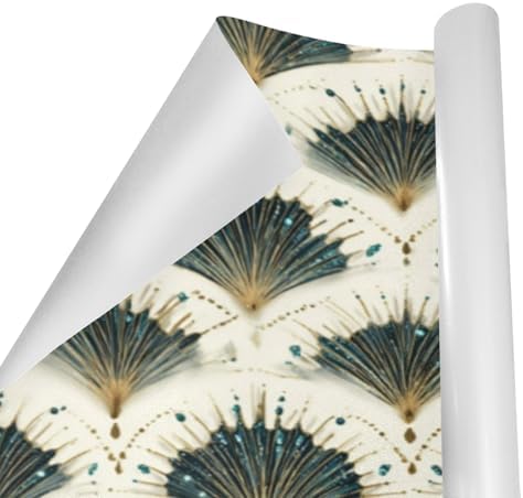 pnyoin Merry Christmas Wrapping Paper Roll,Oriental Fan Print Gift Wrap Perfect for Xmas,Birthday,Weddings, Brides, Holidays, Baby Showers，58 x 23 inches,4 Roll - Image 3