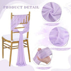 Fanqisi Light Purple Chair Sashes 32 Panels 8ft Sheer Soft Chair Covers for Wedding Chairs Decoration - Image 3