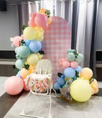 Silly Goose Arch Backdrop Cover Plaids Gingham Stretchy Spandex Arch Stand Cover for Girl Boy 1st Birthday Party Easter Baby Shower Decoration (6.6FT,Pink) - Image 4
