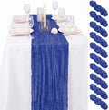 24 Pack Roal Blue Cheesecloth Table Runner 17"x108" Boho Gauze Fabric Table Runner Vintage Rustic Sheer Runners for Wedding Party Bridal Baby Shower Table Decorations by Lamshionow