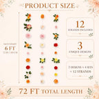 Hanging Flower Garland, 12 Pack Artificial Wildflower Garlands, 6 FT Each (72 FT Total), Floral Vines for Wedding Arch, Backdrop, Bridal Shower, Baby Shower, Garden Party and Home Decor, Multicolor - Image 2