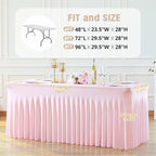 Besutolife 6ft Pink Tablecloth for Rectangle Table Spandex Tutu Table Skirt for Parties Wedding Baby Shower - Image 3