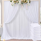 40ft×10ft Wrinkle Free White Backdrop Curtain for Parties, 8 Panels Polyester Photo Backdrop Drapes Back Drop Cloth Draping Fabric for Weddings Birthday Photography Background Baby Shower by ENJOYYOURPARTY