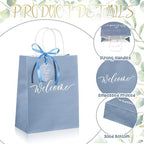 Queekay 36 Pcs Large Welcome Paper Gift Bags with Handle 10.6 x 8.3 x 4 Inches with 36 Tags Wedding Church Party Favor Bridal Gift Bags for Guest Birthday Baby Shower(Classic,Light Blue) - Image 3