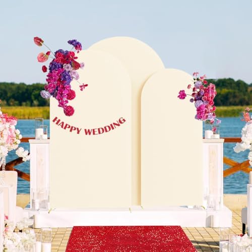 HAINARverS Set of 3 Stretchy Arch Backdrop Covers, Beige, 6/6.6/7.2FT - Image 5