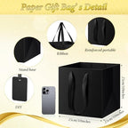 Windyun 25 Pcs Square Paper Gift Bags with Handle 10 x 10 x 10'' Large Favor Bag with DIY Thank You Tag for Wedding Christmas Bridal Shower Bridesmaid Birthday Party (Black) - Image 2