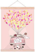 Pink Car with Balloons Wedding Guest Book Personalized DIY Fingerprint Signature Sign in Book for Wedding Gifts Party Anniversary Decorations Ready to Hang-60x90cm by Unknown