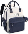 RUVALINO Diaper Bag Backpack-Multifunction Baby Travel Bag with Changing pad, Insulated Bottle Holders & Pacifier Case, Large Capacity, Waterproof, Cream & Blue by RUVALINO