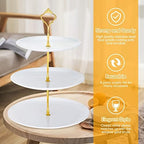 Gerrii 2 Pack 3 Tier Cupcake Stand Serving Tray Metal,White - Image 4