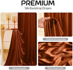 Terracotta Satin Backdrop Curtains 2 Panels - Glitter Photo Drapes for Baby Shower, 10x10FT Shimmer Back Drop Cloth, Wrinkle Free for Birthday Party Prom Wedding Stage Background - Image 2
