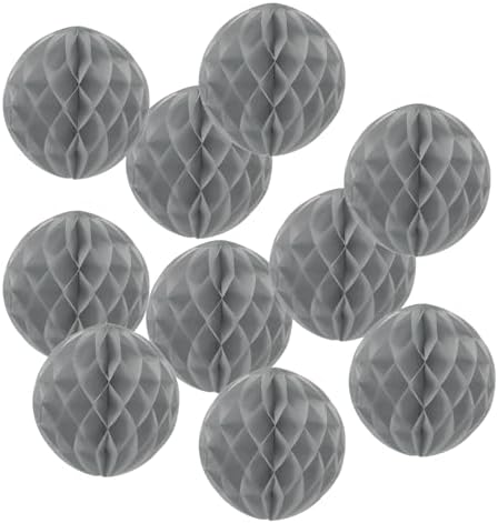 PATIKIL 10pcs 14" Honeycomb Balls Tissue Paper Pom Poms, Party Hanging Paper Honeycomb Balls Decoration for Birthday Wedding Home Backdrop Decor, Grey by PATIKIL