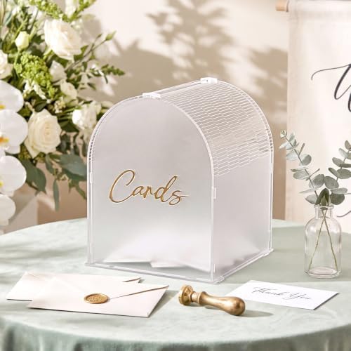 BreezeHug Frosted Clear Arched Acrylic Wedding Card Box with 3D Cards Letters, Modern Card Holder with Slot for Reception, Bridal Shower, Baby Shower, Birthday Party - Image 6