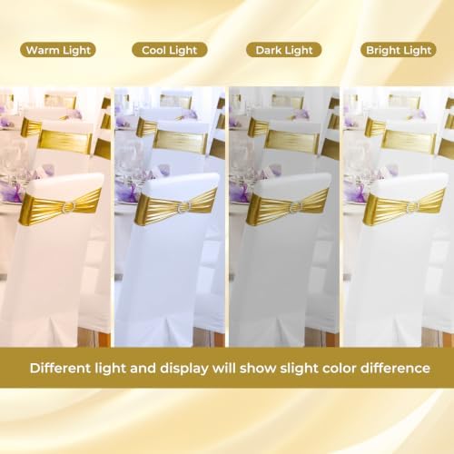 Babenest 50PCS Spandex Chair Sashes Bows with Buckle Metallic Gold - Image 3