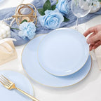 PULOTE 100PCS Blue Plastic Plates - Disposable Light Blue Include 50 Dinner & 50 Dessert/Salad Plates for Party, Wedding & Birthday - Image 4
