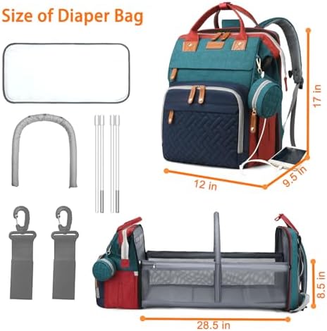 Astro alan Baby Diaper Bag with Changing Station, Waterproof Diaper Bag Backpack for Moms Dads with USB Charging Port, Baby Shower Gifts, Large Capacity diaper backpack,Red-Green-Blue - Image 6