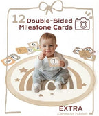 Little Dove Washable Tummy Time Mat, Baby Play Gym with 7 Detachable Toys and 12 Milestone Cards, Activity Mat for Newborn Infant, Baby Essentials Gift, Brown - Image 5