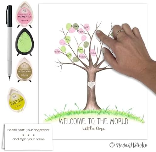 Girl's Baby Shower Fingerprint Tree Set Guestbook Alternative, 8.5x11 - Image 4