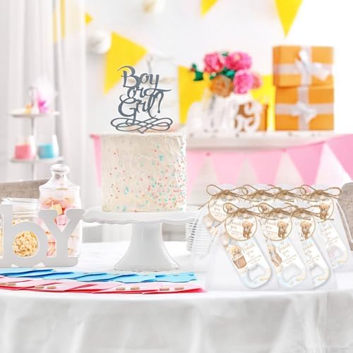 FYSUIMU 50Pcs Bear Baby Shower Bottle Openers with Thanks You Paper Tags Organza Bags Balloon Bear Magnetic Plastic Bottle Opener for Guest Birthday Gender Reveal Party Favors - Image 6