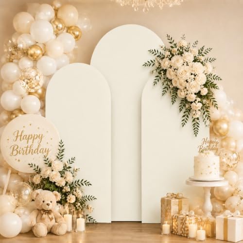 Ivory Arch Cover 7.2ft 6.6ft 6ft- 3 Set Spandex Wedding Arch Backdrop Cover - Image 3