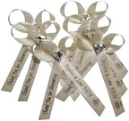 25 Personalized Ribbons Assesmbled Bows Custom Wedding Ribbon Bridal Shower Favor Party Favors Bridesmaid Memorial Funeral Baby Invitations Mis XV años Quinceanera (Ivory) - Image 5
