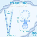 100 Pieces Baby Shower Pacifiers Necklace, Cute Acrylic Pacifier Necklaces for Chupones para Baby Shower Games Charm, Party Favors, Decorations DIY, Gender Reveal Table Scatter(Blue) - Image 3