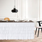 White Tulle Table Skirt 9ft Tutu Table Skirt For Rectangle Table Birthday Party Decorations Baby Shower Girls Parties Cake Dessert Table Decorations Ruffle Table Skirting - Image 4