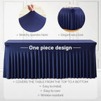2 Packs Navy Blue Spandex Tablecloths for 4 Foot Rectangle Tables - Image 2