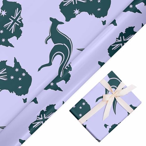 Australia Kan-Garoo Pattern Gift Paper Roll for Family Men Women,All Occasion Wrapping Paper Gift Tissue Paper for Birthday Wedding Bridal Baby Shower 58"x 23" (Kangaroo,3 Rolls) - Image 3