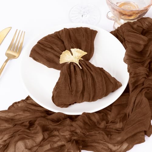 DeZerlor Brown Washable Cheesecloth Napkins Set of 50 for Wedding Party - Image 2