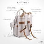 Diaper Bag Backpack, Multifunction Diaper Bag with Changing Station, Stylish Baby Bags, Large Unisex Diaper Backpack for Mom and Dad, Baby Registry Search, Portable Changing Pad – White Beige - Image 3