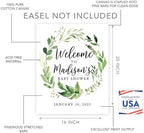 Andaz Press Personalized Large Canvas Guestbook Alternative, 16 x 20 Inches, Watercolor Leaf Foliage Wreath, Custom Baby Shower Welcome Sign for Greenery Baby Sprinkle - Image 2