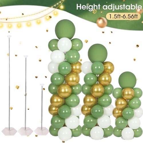 Balloon Column Stand with 102 Balloons, Balloon Column Kit Set of 2, Metal Balloon Tower Stand with Base for Floor, Height Adjustable from 1.57 to 7 Ft, For Party Decorations - Image 4