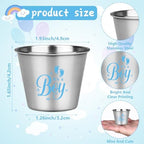 60 Sets Baby Shower Stainless Steel Shot Glasses for Guests It's a Boy Metal Shot Glasses with Thank You Card Organza Bag Baby Shower Favors Bulk for Gender Reveal Baby Arrival Party (Boy) - Image 2