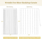 20×12ft Champagne Tulle Backdrop Curtain with Lights String for Parites Sheer Fabric Backdrop Curtains for Wedding Baby Shower Birthday Party Backdrop Drapes Photo Shoot Background 4 Panels 5ft×12ft - Image 4