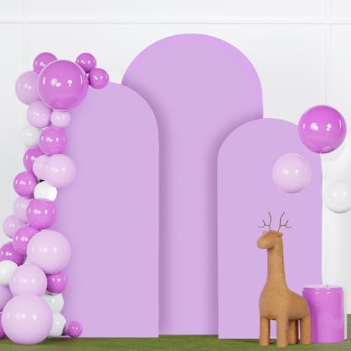 FANPROMS Wedding Arch Cover Set of 3 Lavender Arch Spandex Covers Baby Shower Chiara Arch Backdrop Stand Cover Round Top Stretchy Backdrop 5FT 6FT 7FT Arched Stand Covers for Parties Ornament by FANPROMS