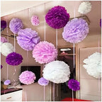 Red Chinese Lanterns Handmade Tissue Paper Pompoms Wedding Decorative Paper Flower Ball Baby Shower Birthday Party Decoration paper pom poms Red Traditional Hanging Lantern ( Color : 01 , Size : 6inch - Image 2