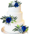 CherishedMoments 3Pcs Pre-Made Cake Flowers,Navy Blue Wedding Cake Decor by CherishedMoments