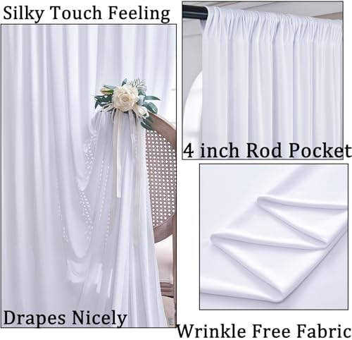 60ftx10ft Wrinkle Free White Backdrop Curtains for Parties, Silky Polyester Photo Backdrop Drapes 12 Panels 5x10ft Back Drop Cloth for Wedding Birthday Baby Shower Photography Background - Image 2
