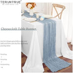 Teruntrue 20 Pack Dusty Blue Cheesecloth Table Runner 17x108 Inch, Boho Gauze Sheer Fabric Cheese Cloth Table Runners for Wedding Party Bridal Shower Baby Shower Birthday Home Decor Garden Farmhouse - Image 5