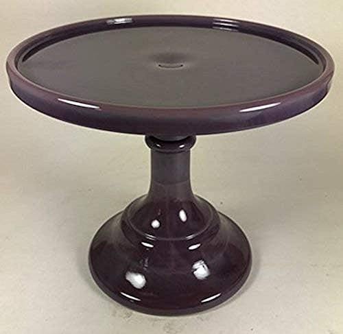 Cake Plate Pastry Tray/Cupcake Stand - Plain & Simple Pattern - American Made - Mosser Glass USA (9", Eggplant) by Rosso+Glass