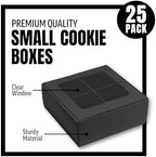25 pcs Black Mini Cookie Boxes for 4 treats with Window and Dividers, Bakery Boxes, 6 x 6 x 2.4 Inches SMALL Baking Boxes, Square Cookies Box Decorating Supplies for Gift Giving - Image 3