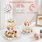 12Pcs Dessert Table Display Set, Cupcake Stand, 3-Tier Cup Cake Tower Stands & 2-Tiered Cake Holder, Treat Food Platters Serving Trays for Tea Party, Baby Shower, Bridal, Wedding, Birthday, Plastic - Image 2