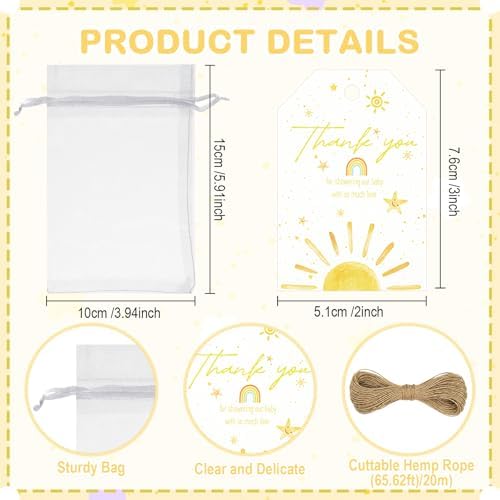 Sliner 50 Sets Baby Shower Sunshine Shot Glass Gift Bulk for Guests - Image 4